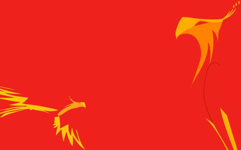 Phoenixes on red background