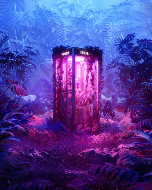 Phone Booth in Jungle
