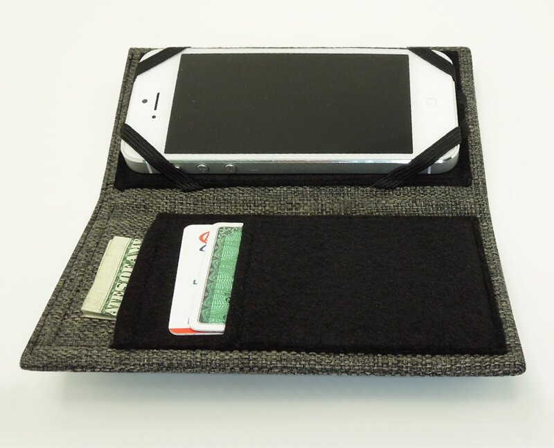 phone wallet with cards and cash
