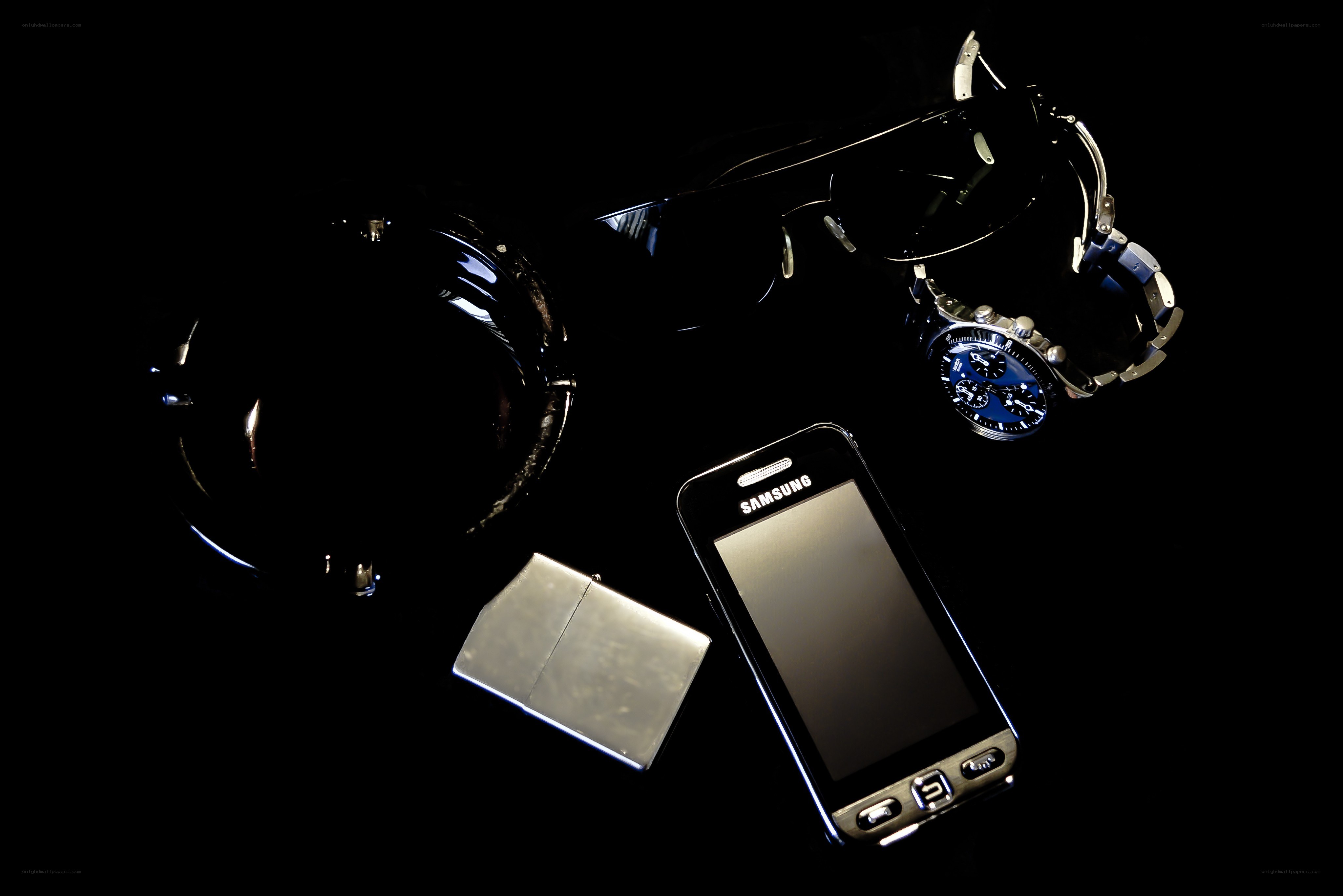 phone watch sunglasses ashtray