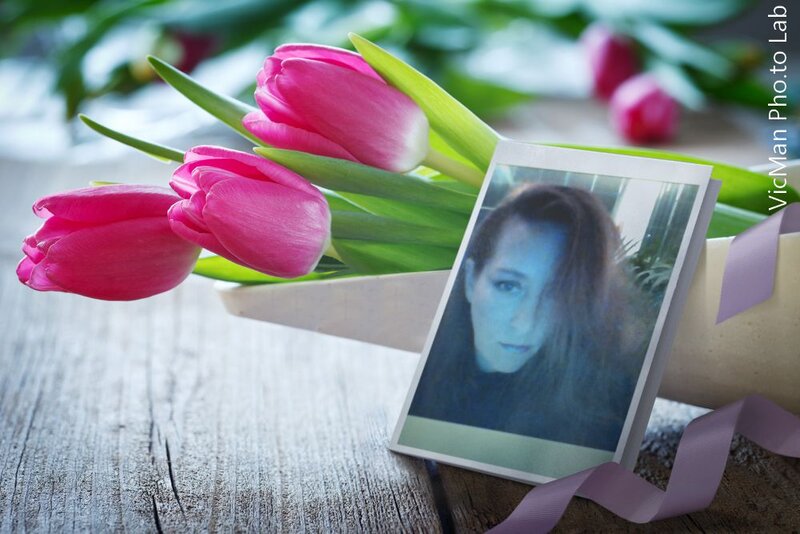 Photo of Woman with Tulips