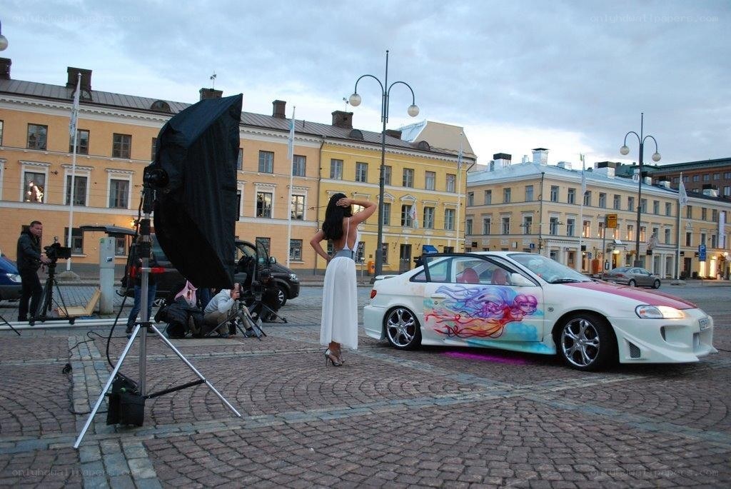 Photo shoot with car and model