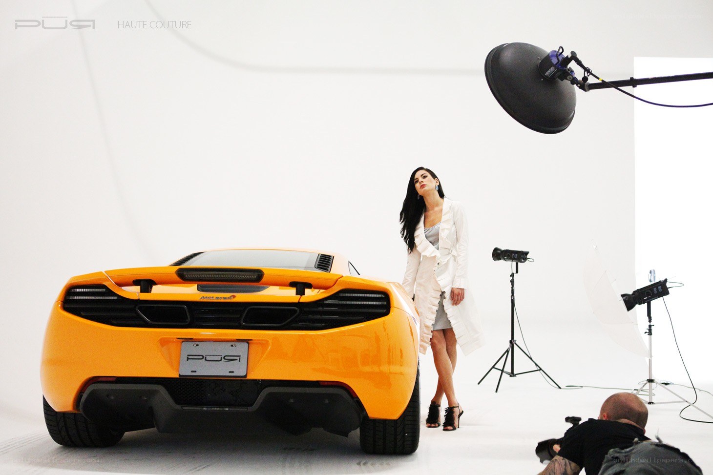 Photo shoot with orange car