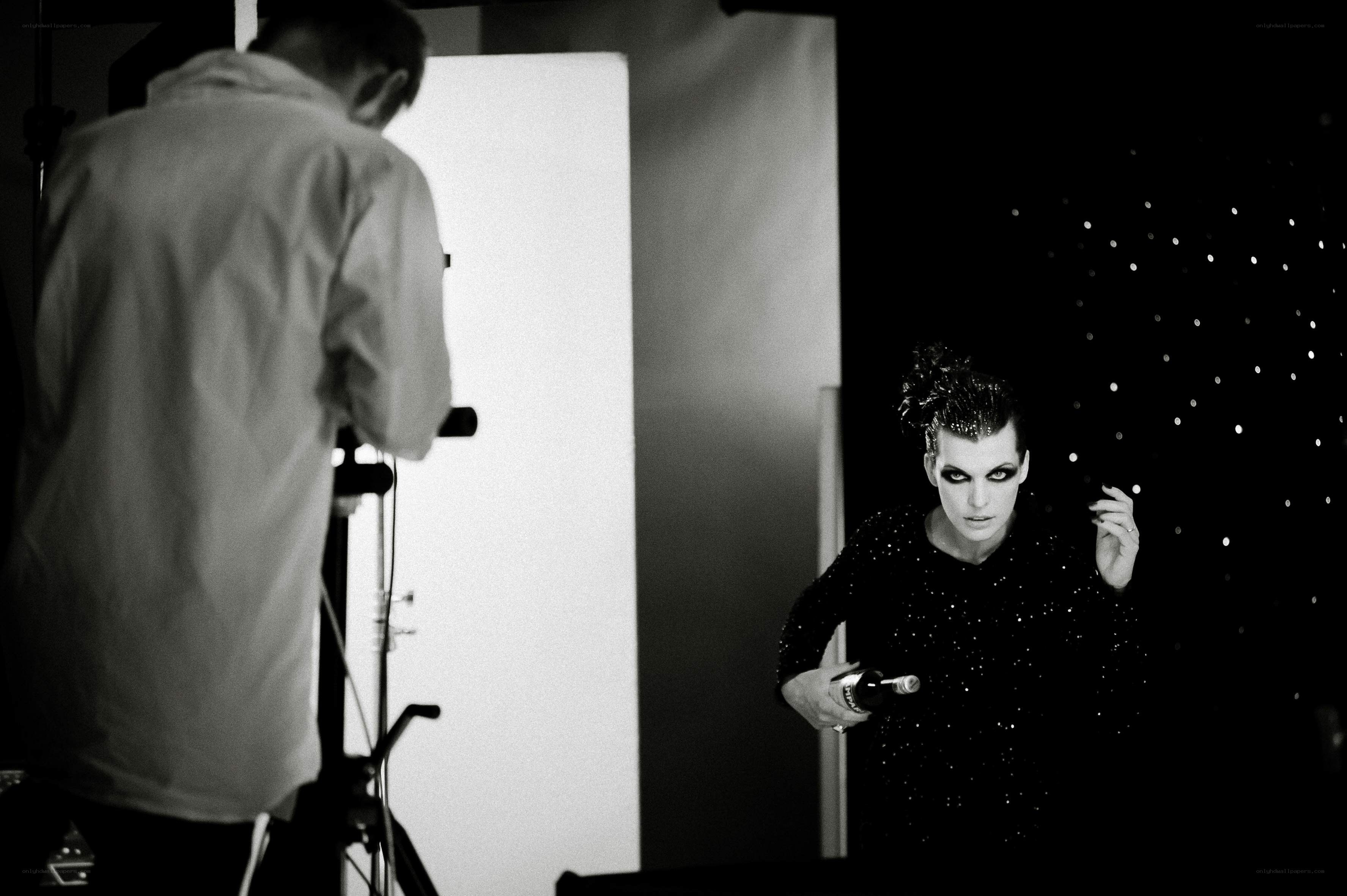 Photographer and model on set