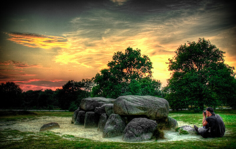 Photographer at ancient stone circle