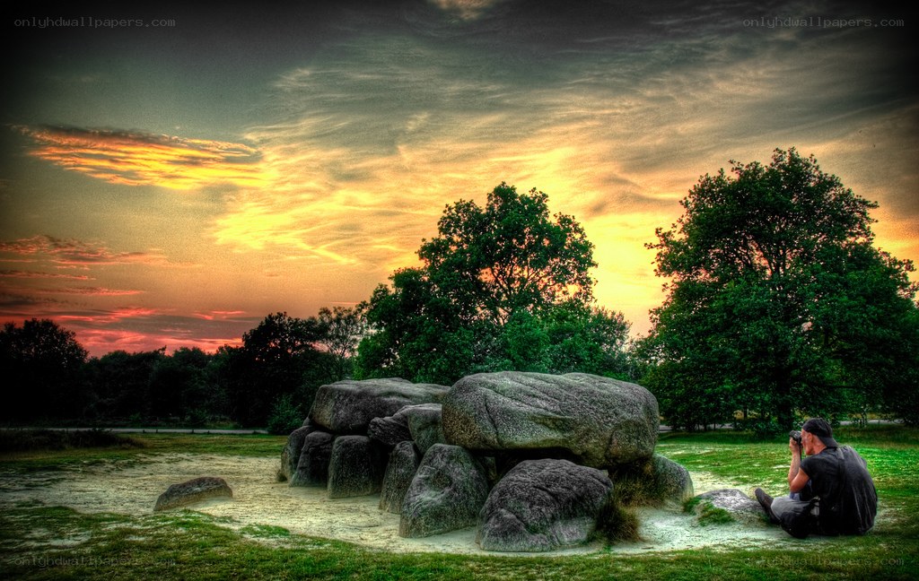 Photographer at ancient stone circle