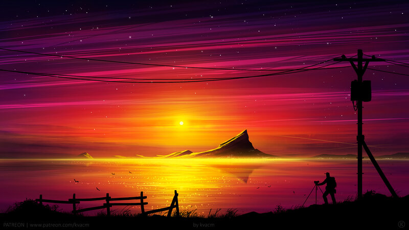 Photographer at Sunset — Purple
