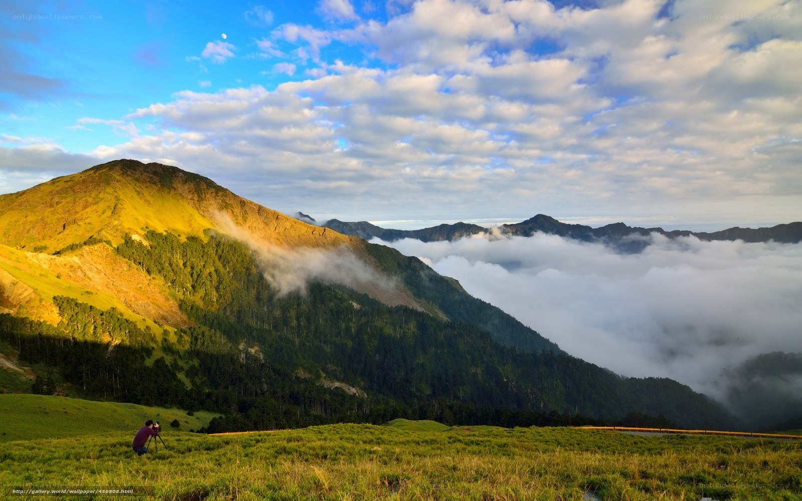 Photographer on a mountain meadow