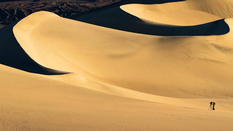 Photographer on Sand Dunes — Yellow