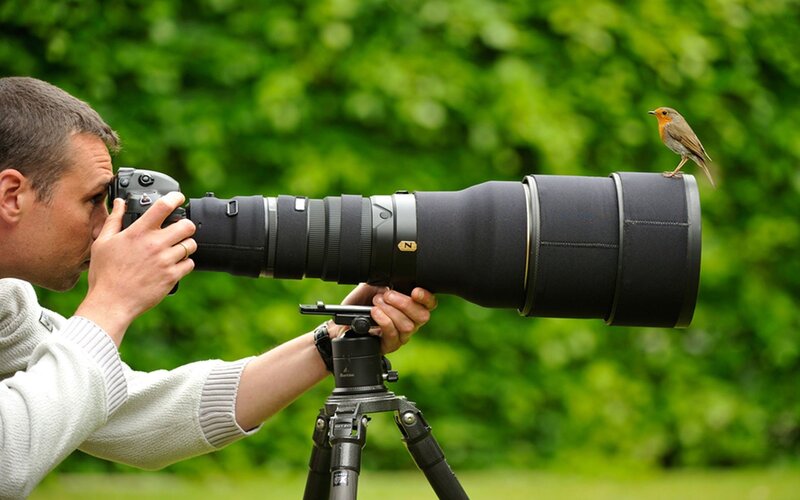 Photographer with Bird