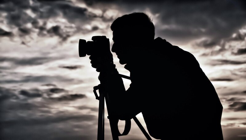 Photographer with Camera — Black, Dramatic