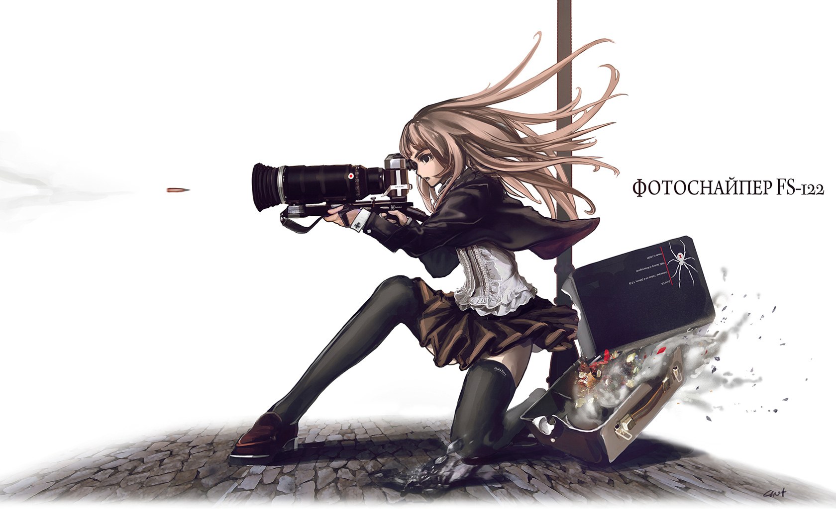 Photographer with camera weapon