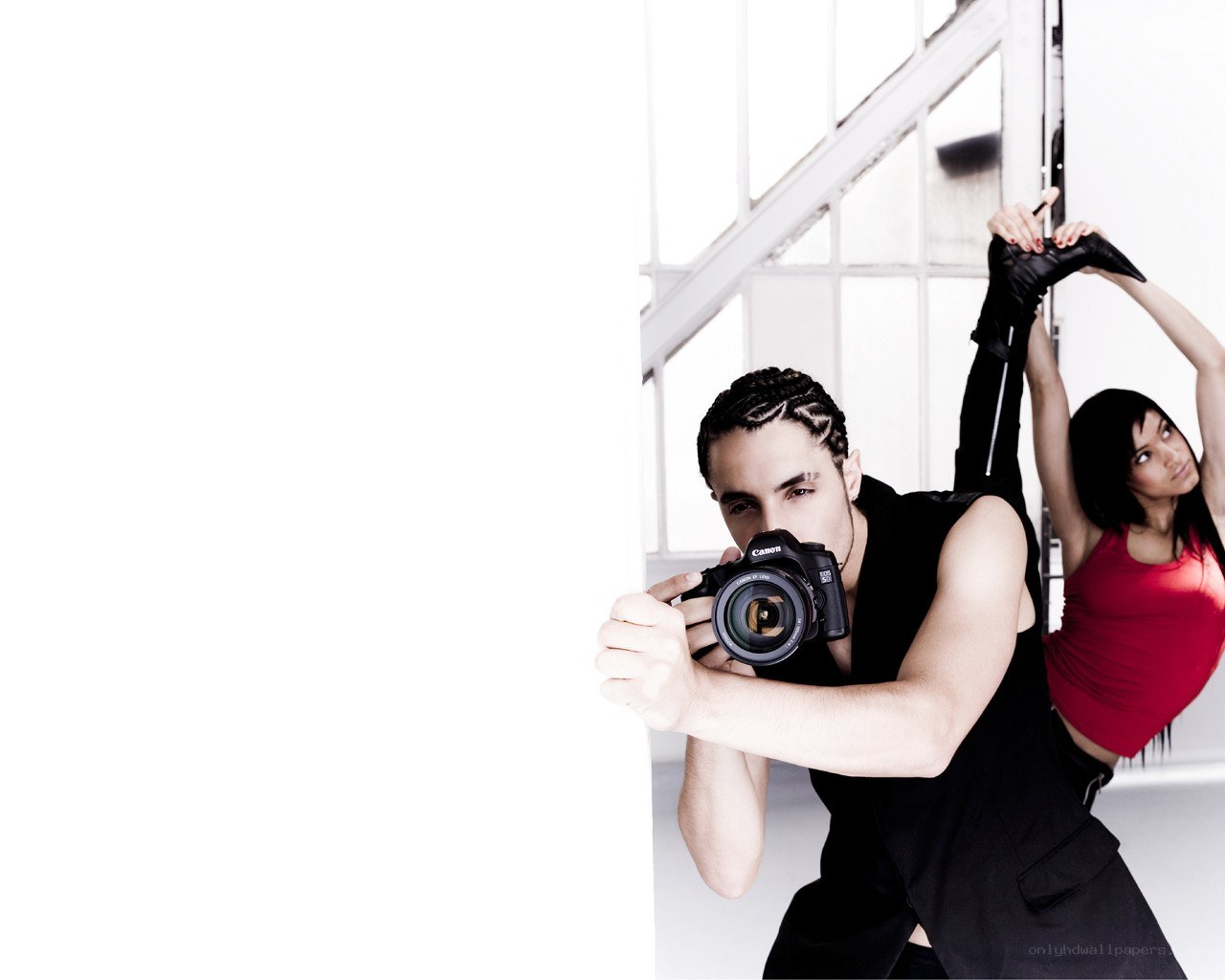 Photographer with dancers