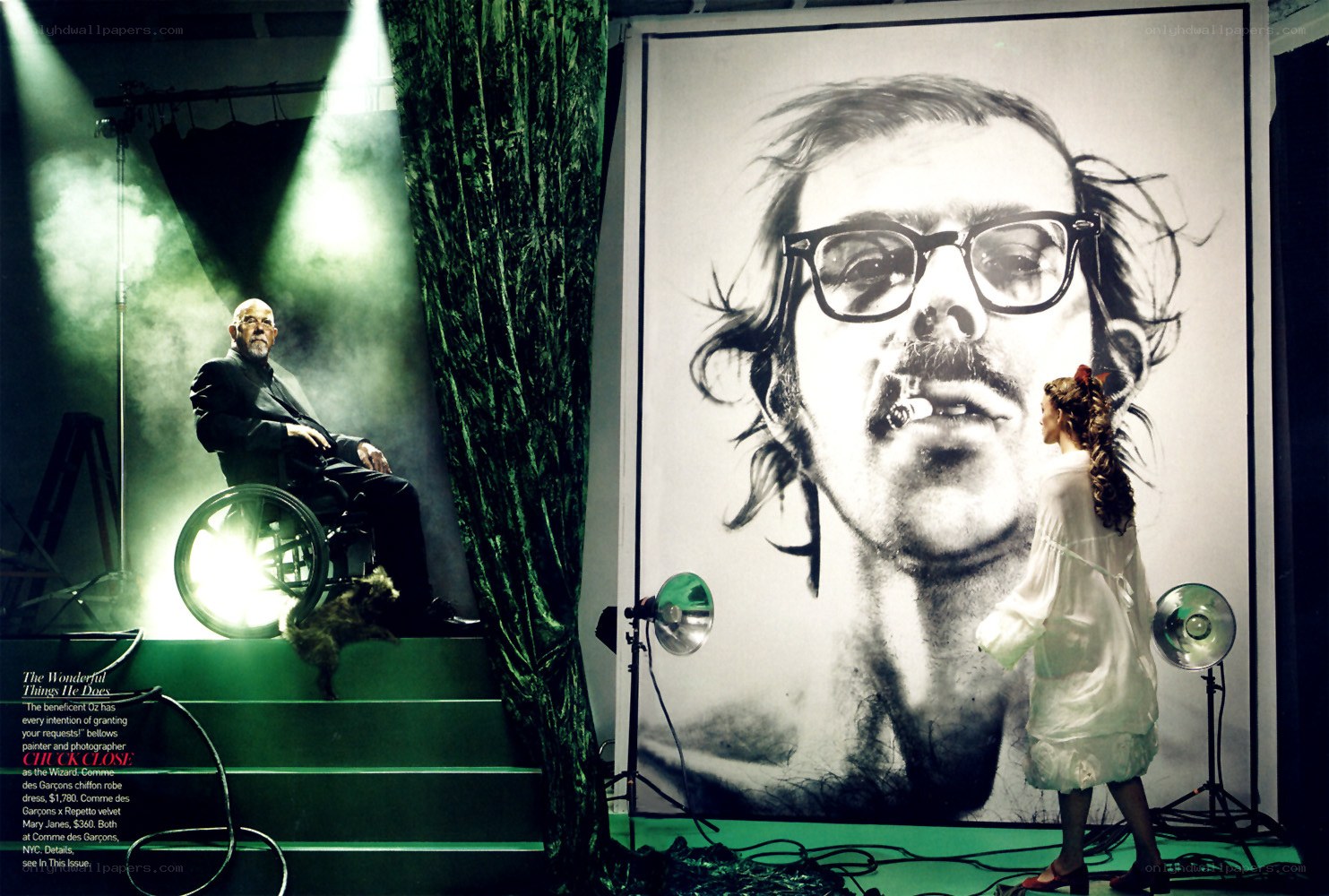 Photographer with large portrait