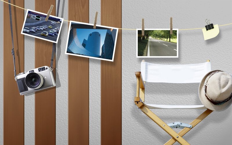 Photographs on Clothesline
