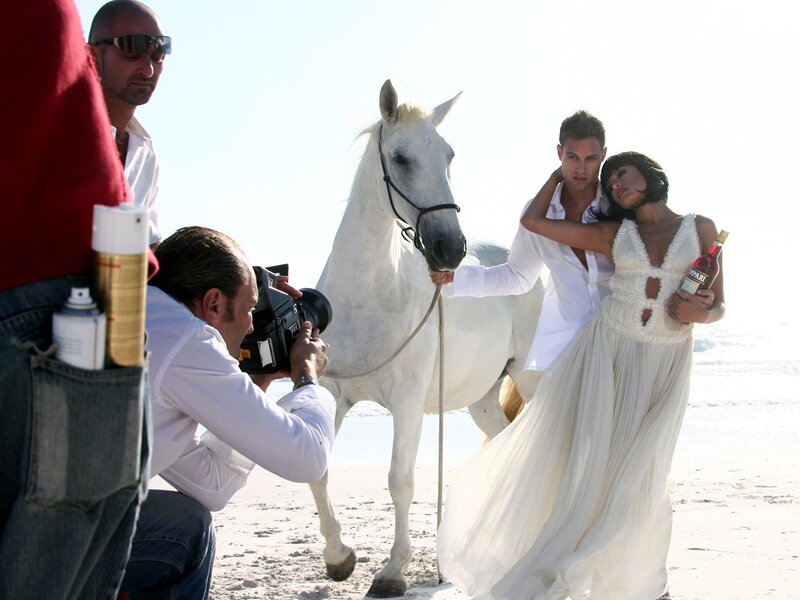 Photography shoot with horse on beach