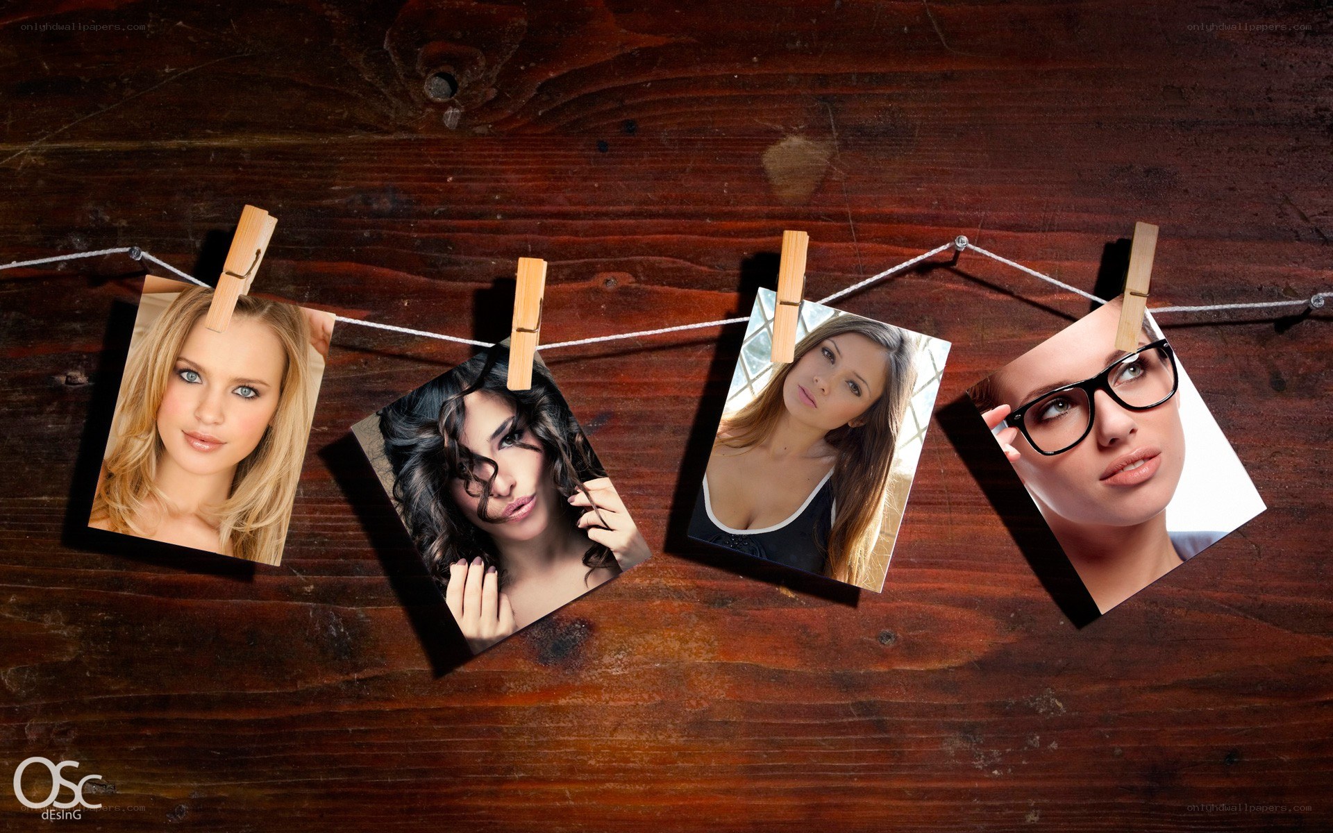 photos on a clothesline