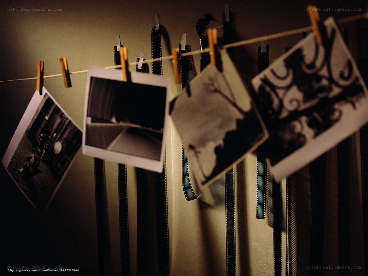 photos on a clothesline