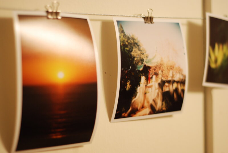 photos on a string display