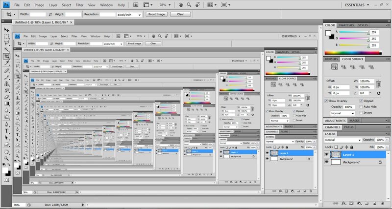 Photoshop interface with layers