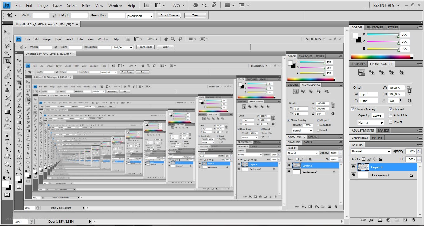 Photoshop interface with layers