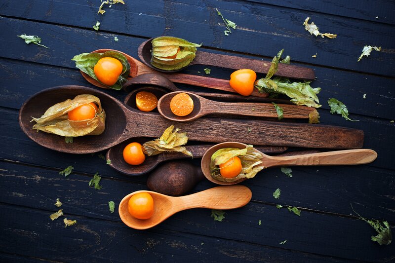 Physalis Fruits in Spoons