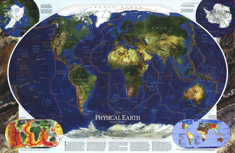Physical Earth map