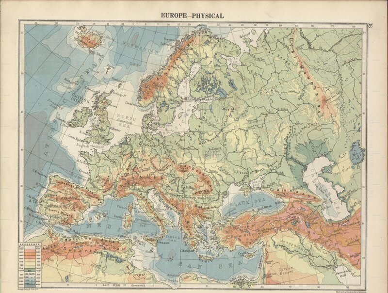 Physical Map of Europe — Green