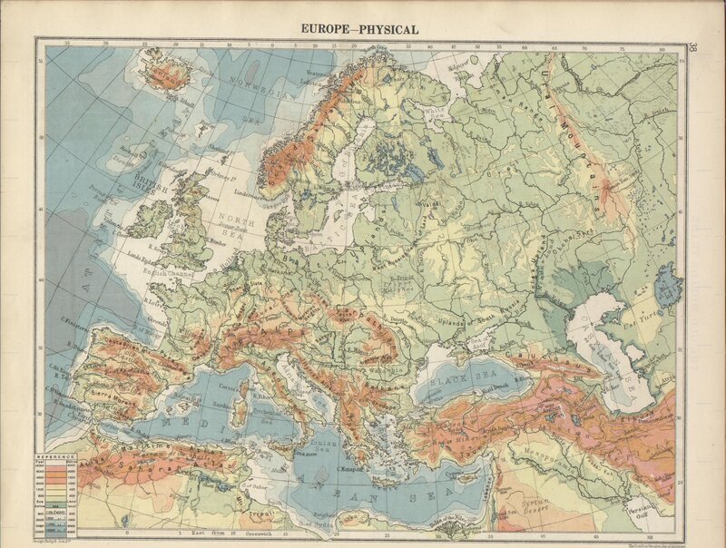 Physical map of Europe