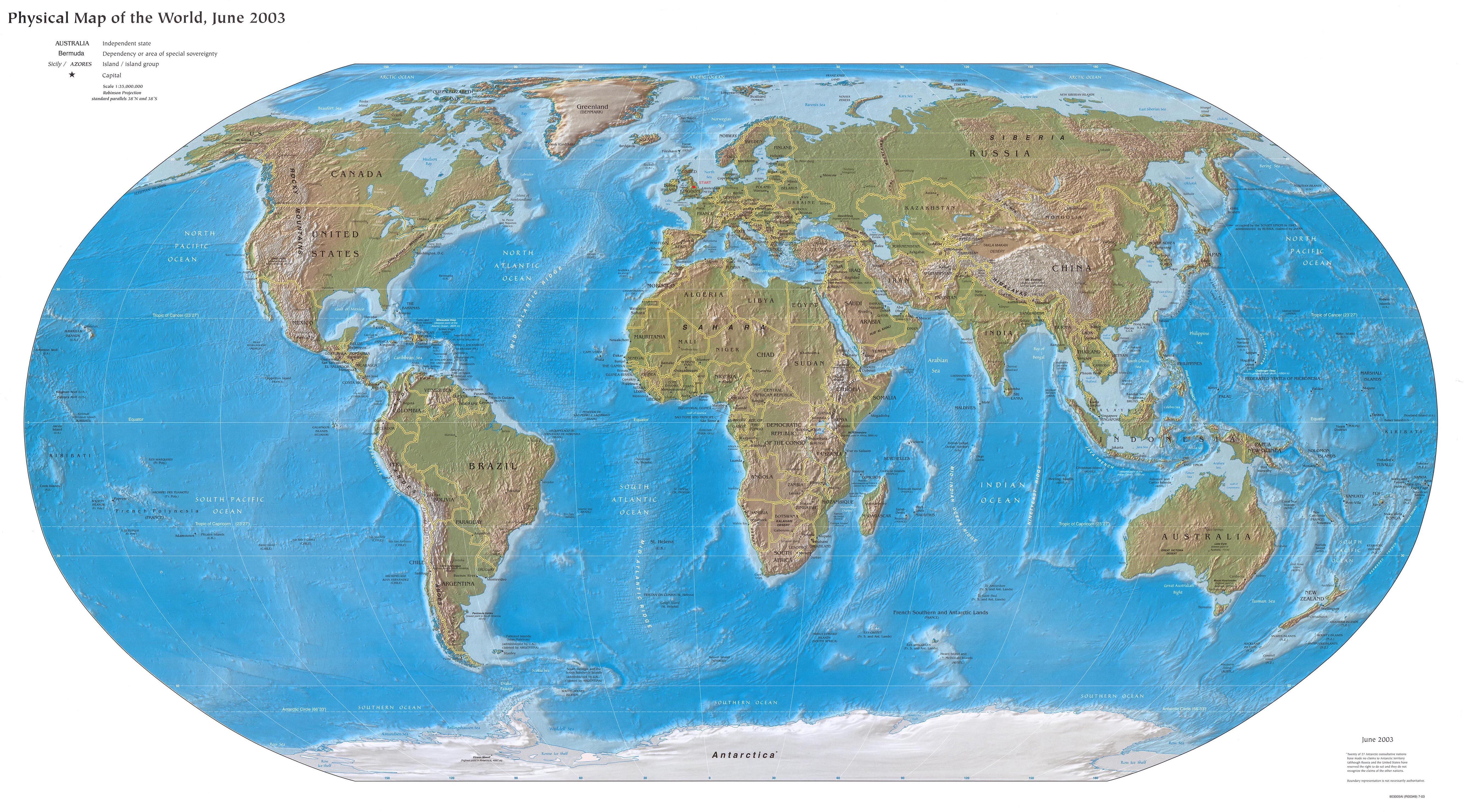Physical Map of the World