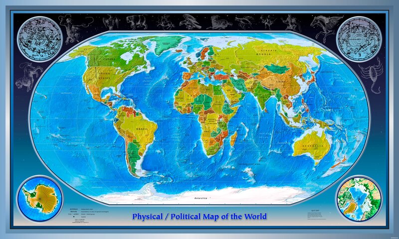 Physical Political Map of the World
