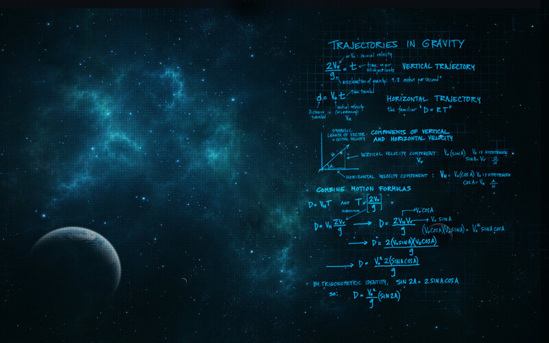 Physics equations in space
