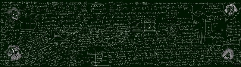 Physics equations on a chalkboard