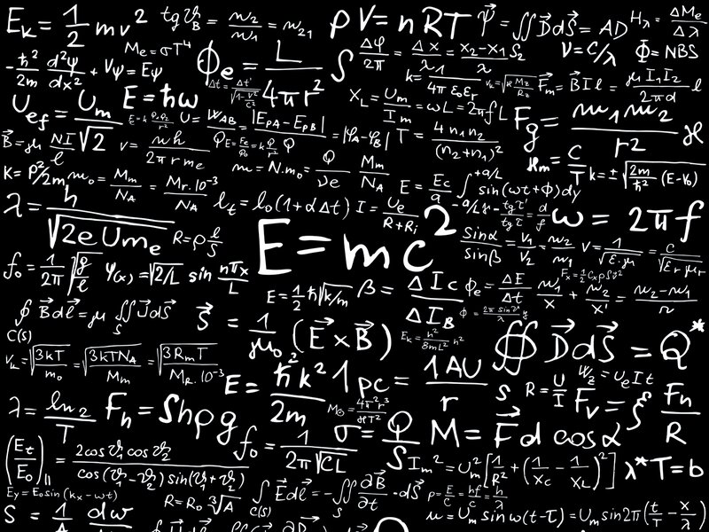 Physics Equations on Blackboard — Black, Academic
