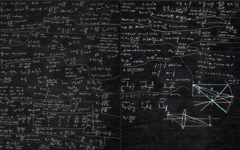 Physics Equations on Blackboard — Black