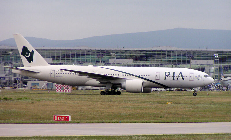 PIA Boeing 777 at airport