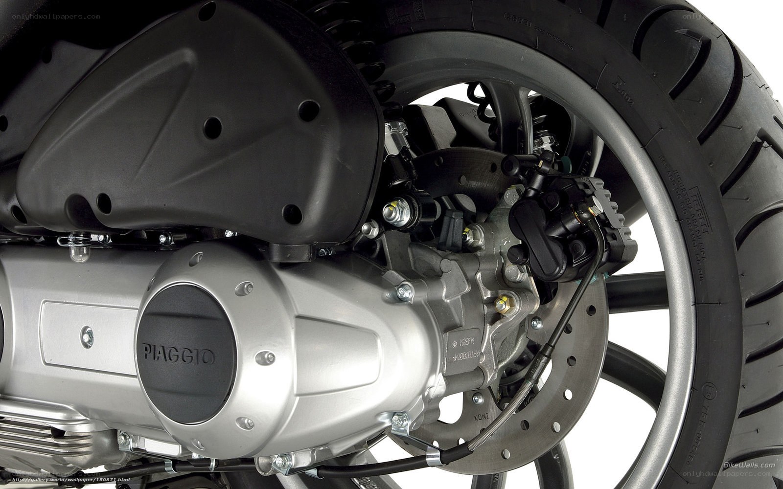 Piaggio scooter engine and wheel