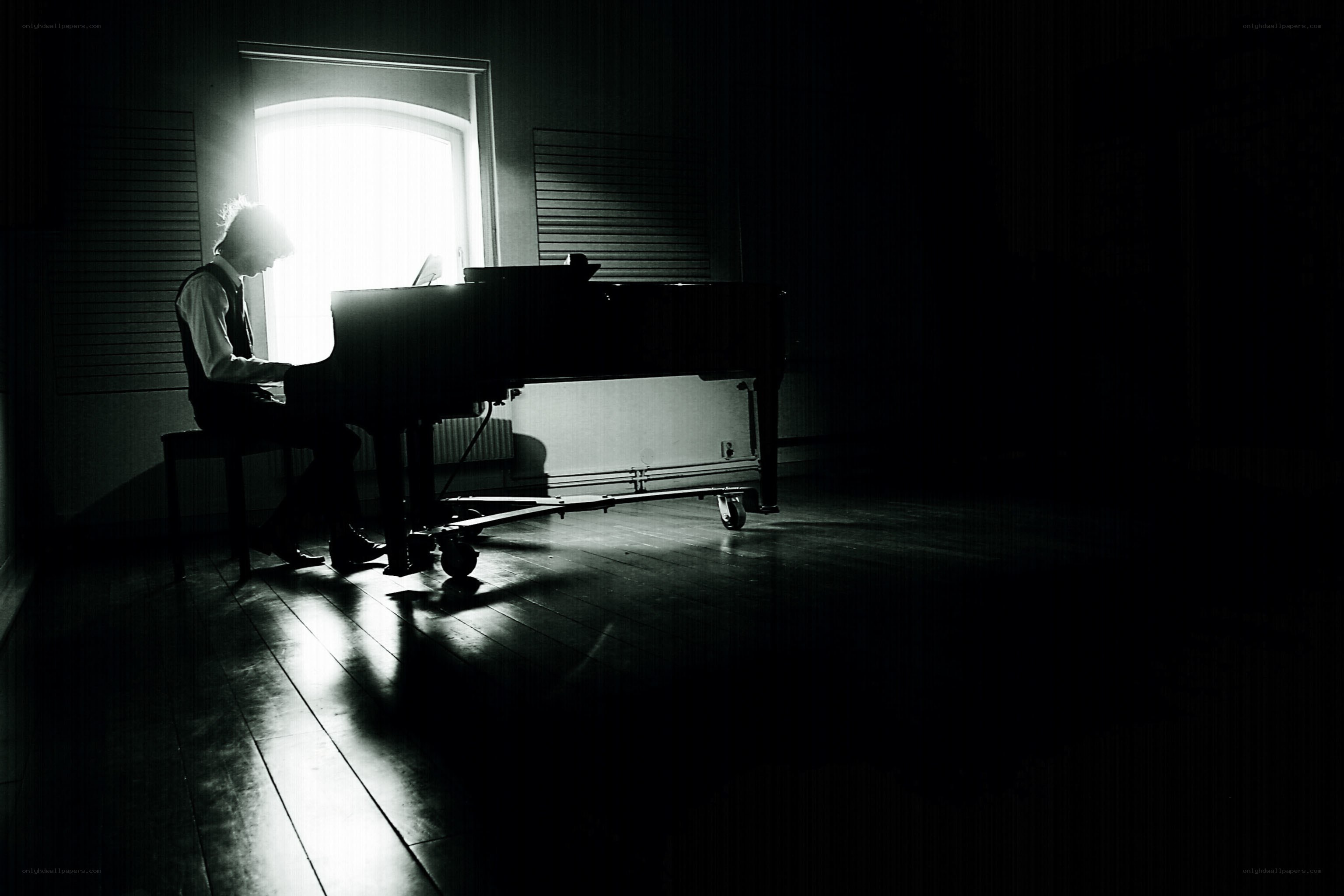 Pianist in silhouette