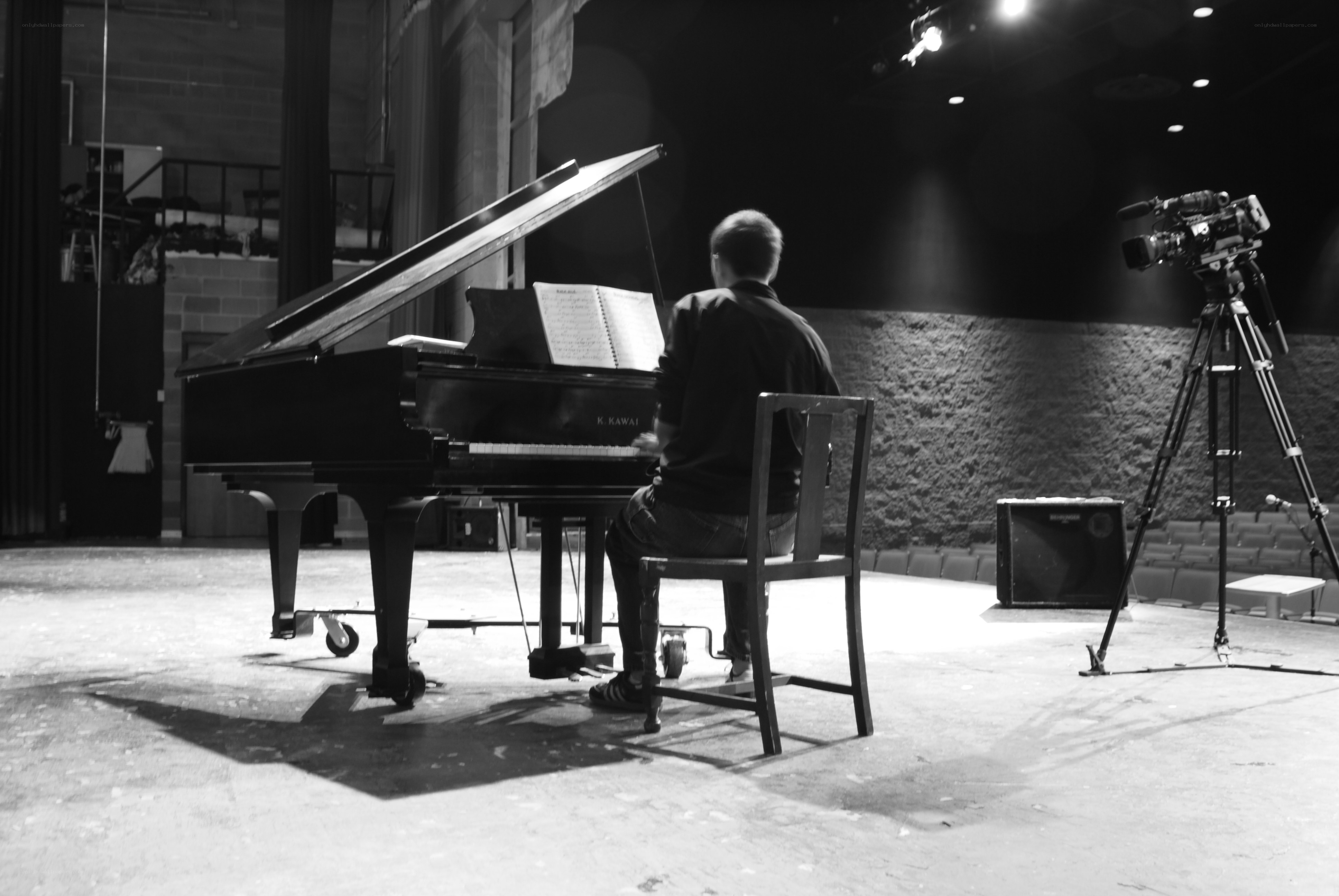 Pianist performing on stage