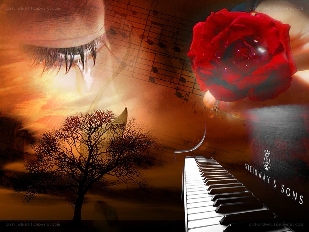 Piano and rose collage