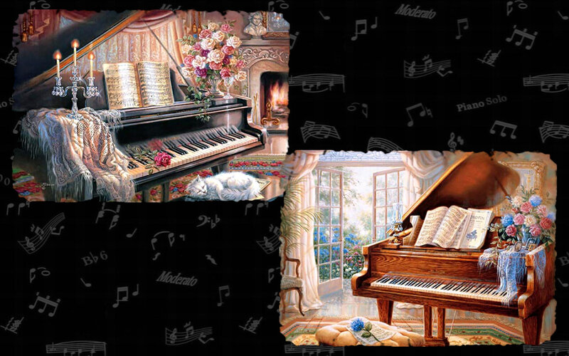 Piano and Sleeping Cat