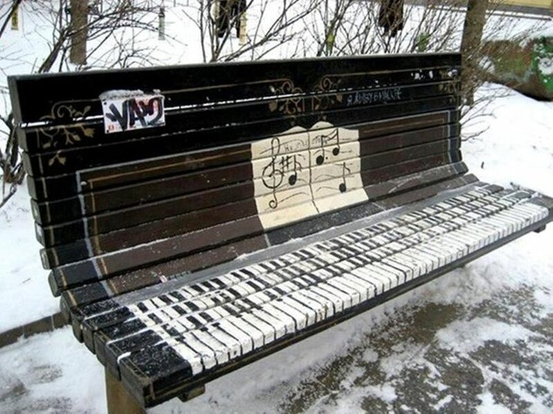 Piano Bench in Snow