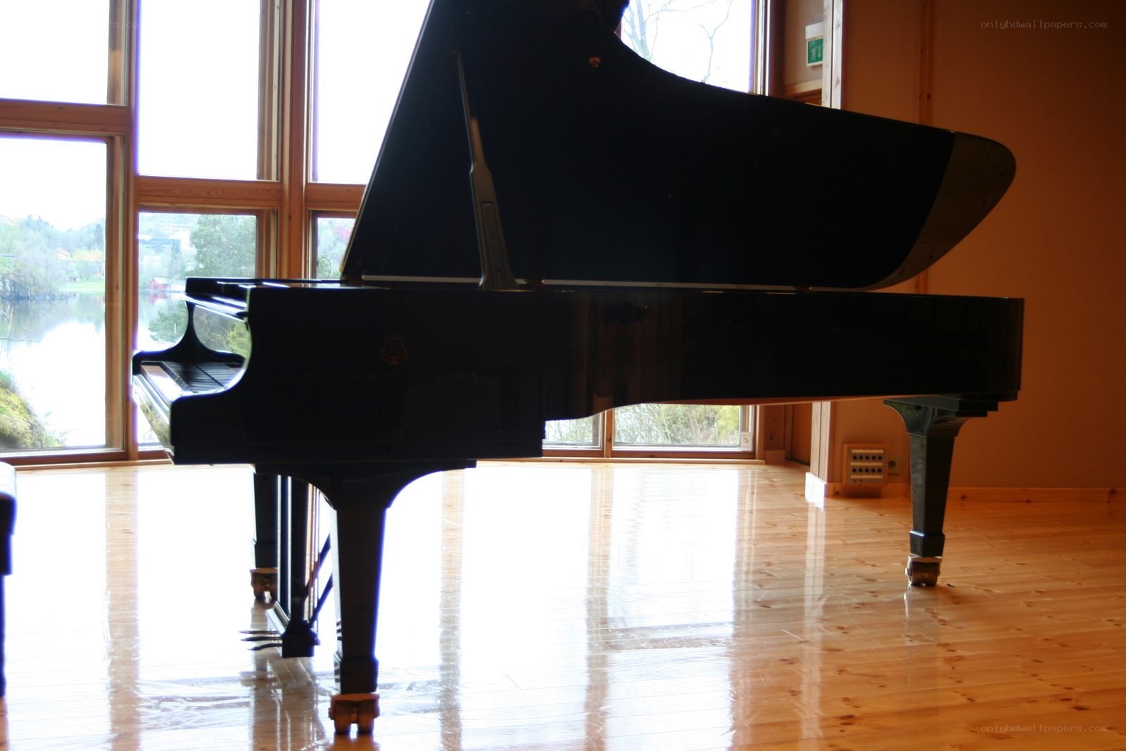 Piano in a bright room
