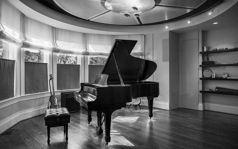 Piano in a music room