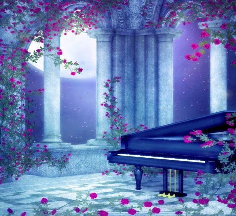 Piano in a rose garden