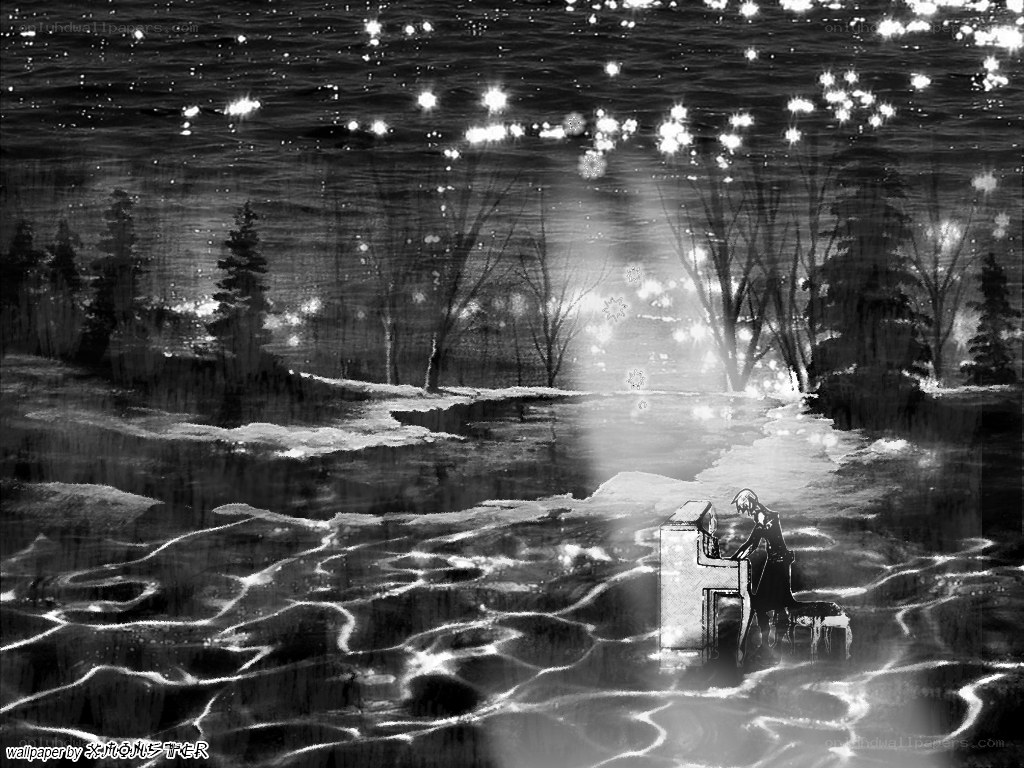 Piano in a snowy forest