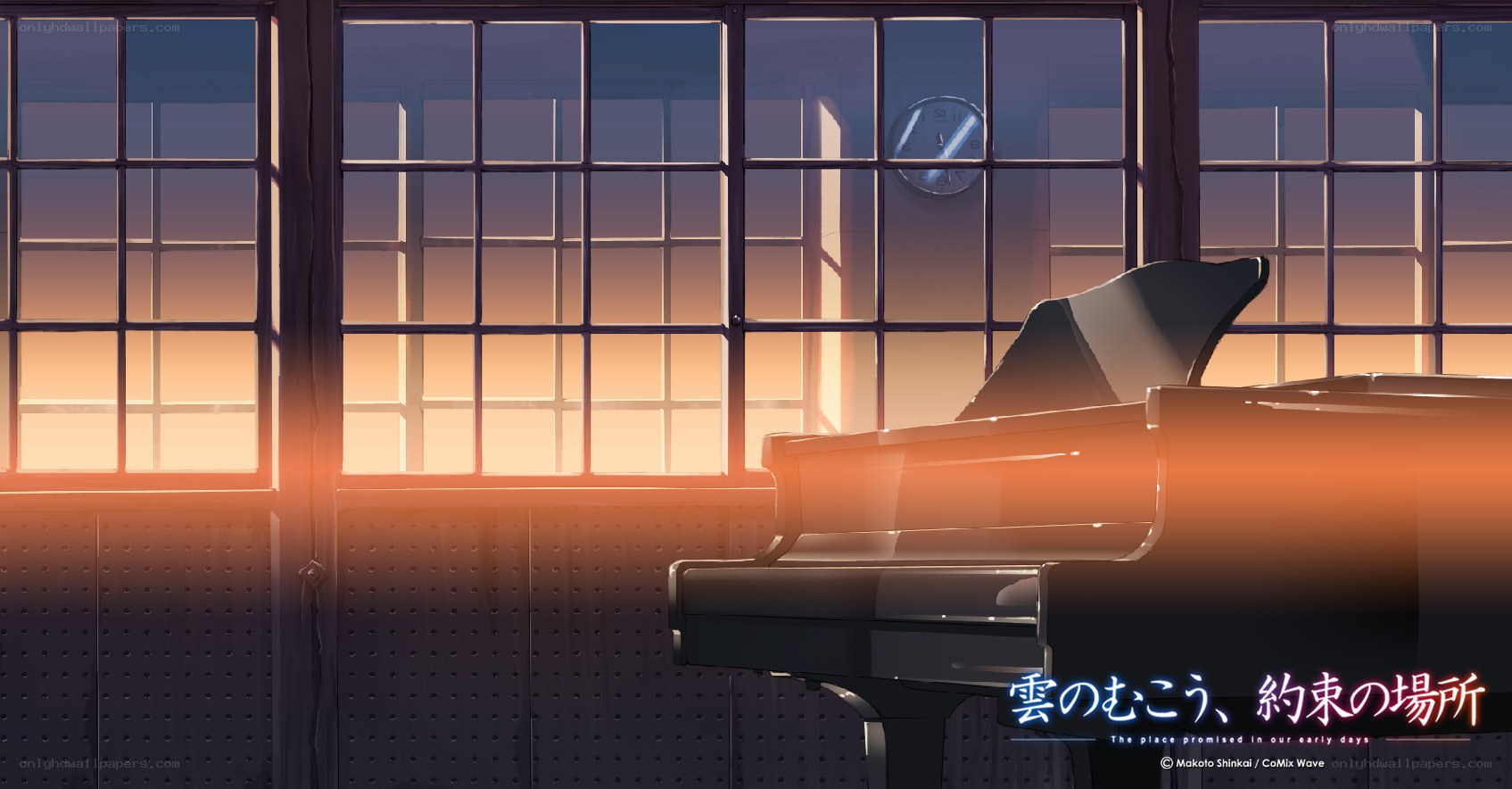 Piano in a sunset room