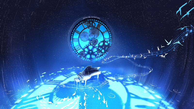 Piano in Blue Light