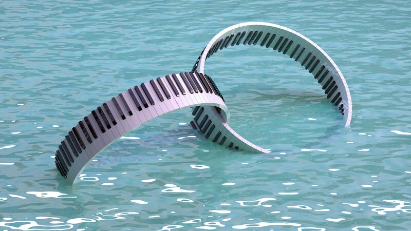 Piano Keyboard in Water