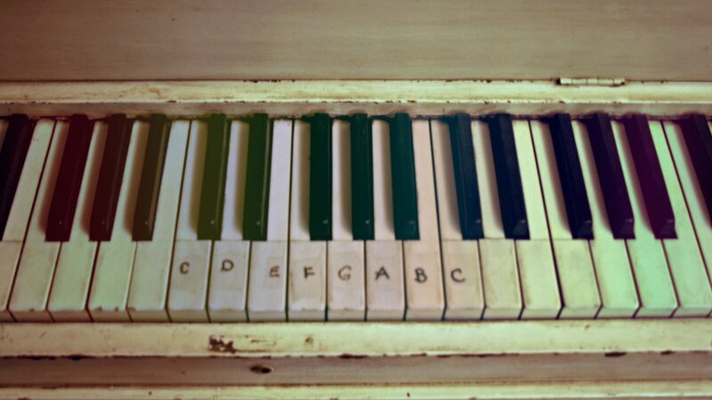 Piano Keyboard with Letters — White, Nostalgic